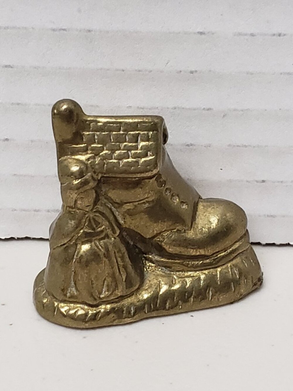 Brass Figurine 'There Was An Old Lady Who Lived In A Shoe'